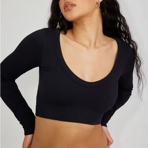 Garage Black Long Sleeve Crop Top